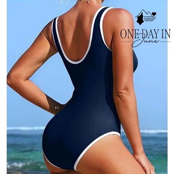 Charmo Half Zip One Piece Swimsuit Size M - Picture 2 of 7